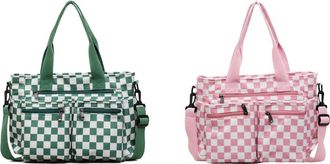 Generic Fashion Women Corduroy Checkerboard Shoulder Bag Large Capacity Crossbody Bag Trendy Tote for Travel Shopping