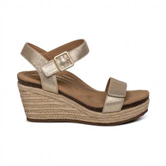 Aetrex Womens Sydney Espadrille Wedge Sandals In Champagne