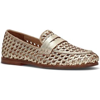 Frye Faith Woven Penny Loafer in Gold at Nordstrom, Size 8.5