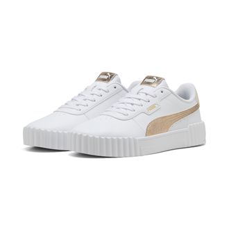Puma Sneaker PUMA CARINA 3.0 METALLIC WHISPER, Damen, Gr. 37,5, puma wei&szlig;, puma gold, Synthetik, unifarben, Schuhe Sneaker