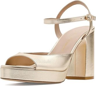 Stuart Weitzman Dayna II Platform Womens Sandals Light Gold : 10.5 M, Leather