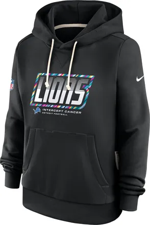 Nike Detroit Lions Crucial Catch Standard Issue Nike Womens Dri-FIT NFL Pullover Hoodie in Black | 03C300AZUB-F9R