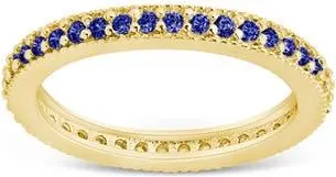 Sterling Forever Cubic Zirconia Pav&eacute; Thin Band Ring in Gold/sapphire at Nordstrom, Size 10