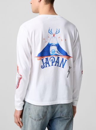 Beams Mens Japanese symbols long-sleeve T-shirt