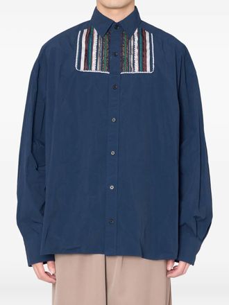 Kolor ribbon-embellished shirt - men - Nylon - 3 - Blue