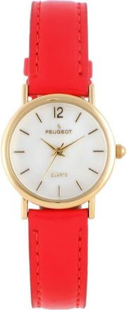Peugeot Easy Read Round Leather Watch- 24MM in Red at Nordstrom