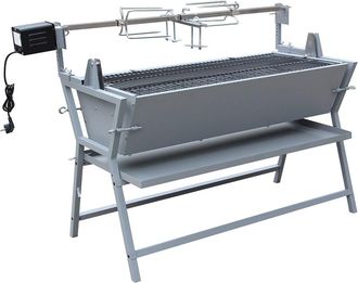 Happy Garden Asador con cubeta basculante de acero gris