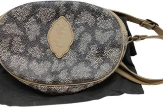 Saint Laurent Beige Gray Gray Beige Pvc Leather Handbag Shoulder Bag Tote Bag (Pre-Owned)