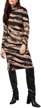 Ming Wang Animal Jacquard Long Sleeve Sweater Dress in Dk Champ/blk at Nordstrom Rack, Size Small
