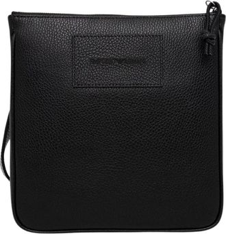Emporio Armani Leren Crossbody Tas - Heren - Schoudertassen - Zwart - ONE Size - Leer - Tassen