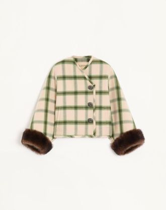 Valentino Caban In Macro Window With Shearling Wo