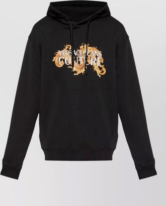 Versace Jeans Couture logo hooded sweatshirt drawstring hood ribbed trims