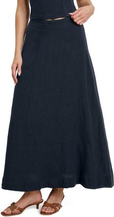 Favorite Daughter There For You Linen Maxi Skirt in Navy at Nordstrom, Size 10