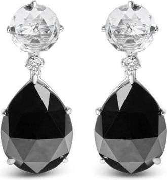 House of Brilliance 18K White Gold 1/5 Ct Diamond with White Topaz & Black Onyx Gemstone Dangle Earring at Nordstrom