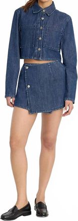 Good American Denim Mini Skort In Indigo