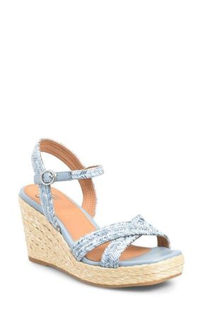 S&ouml;fft Newbury Espadrille Ankle Strap Platform Wedge Sandal in Blue at Nordstrom, Size 9.5