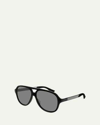 Gucci Mens Aviator Logo Sunglasses