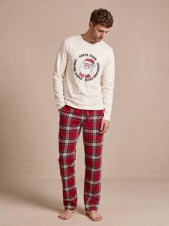 Vertbaudet Herren-Pyjama Family Capsule wollwei&szlig;