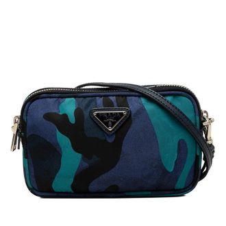 Prada Pre-owned Prada Mini Tessuto Camouflage Double Zip Camera Bag Unisex JZLJYGYFAI7QTYSH