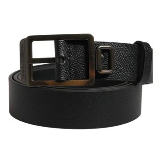 Dolce & Gabbana Belts, male, Black, Size: ONE SIZE Calf Leather Gold Metal Buckle Belt
