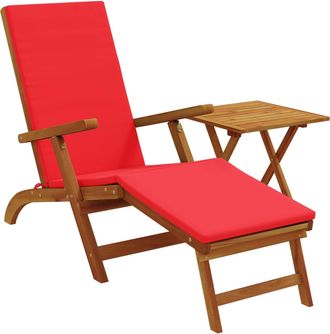 vidaXL Recliner Y Tumbona Plegable 2 Uds. Madera De Acacia S&oacute;lida Rojo Vidaxl