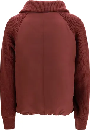 Brunello Cucinelli Womens Down Jacket With Wool Sleeves Prugna Coat