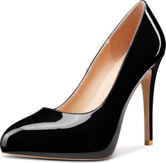 Castamere Women Stiletto High Heel Pumps Court Shoe Platform Close Toe Slip-on Wedding Office Sexy Dress 12 CM Heels Black 7.5 UK