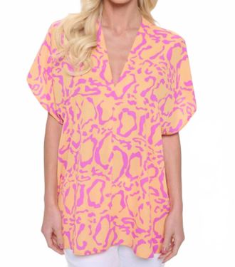 Adrienne Leopard Love Top In Orange And Pink