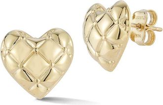 Ember Fine Jewelry 14K Quilted Heart Stud Earrings