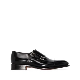 Santoni Business Shoes, male, Black, Size: 11 1/2 US Stylish Leather Shoes with Suede Sole