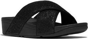 FitFlop Lulu Crinkled Shimmer Sandal in Metallic Black at Nordstrom Rack, Size 5