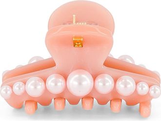 Alexandre de Paris Goncourt small acetate and pearl hair clip in Pink at Nordstrom