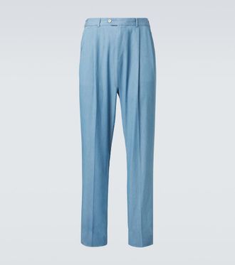Dunhill Pleated straight cotton suit pants