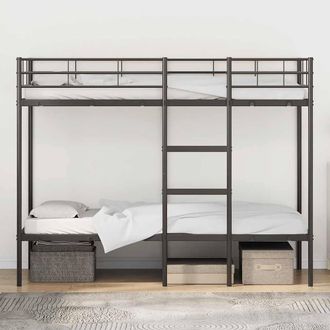 Berkfield Home Breathable Bunk Bed without Mattress Black 75x190 cm Small Single