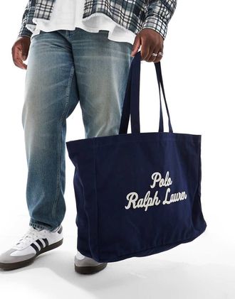 Polo Ralph Lauren Borsa shopping blu navy con logo