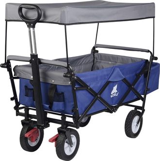 Woltu Woltu - Carrito De Jardin Con Toldo De Protecci&oacute;n Carga Ruedas Con Freno Para Playa Acampada Exteriores M&aacute;x. 80 Kg Azul