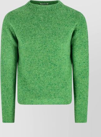 Auralee soft textured crewneck sweater with ribbed edges