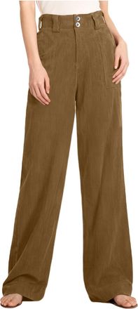 Generic Womens Corduroy Wide Leg Trousers with Elastic Waist Ladies High Waisted Baggy Pants with Pockets Autumn Casual Loose Fit for Daily Outdoor Streetwear