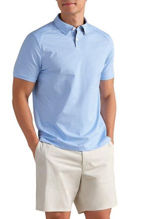 Rhone Commuter Slim Fit Performance Polo in Light Blue Micro Gingham at Nordstrom, Size Medium