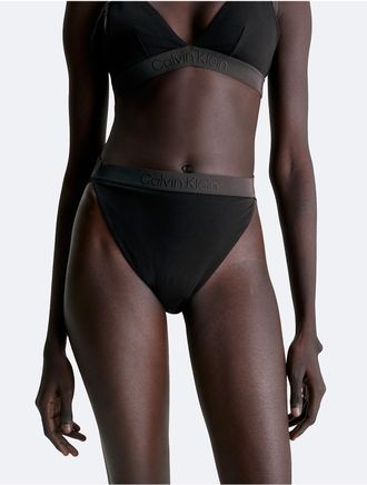 Calvin Klein Womens Core Tonal High Waist Bikini Bottom - Black - XS