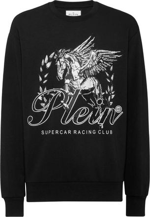 Philipp Plein Sweatshirt Ronde Hals LS Racing Club - Heren - Sweatshirts - Zwart - 2XL - Katoen - Hoodies & sweatvesten