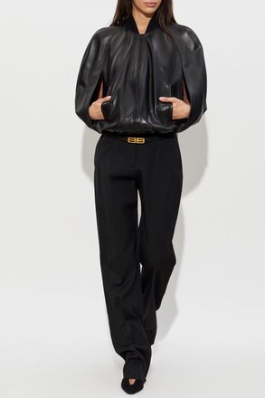 Balenciaga Leather Vest, Womens, Black