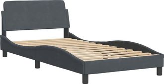 vidaXL Estructura De Cama Dover Terciopelo Gris Oscuro 100x190cm Vidaxl