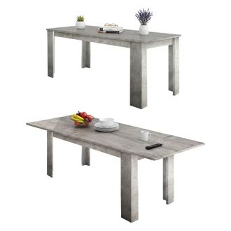 Dmora Dmora - Mesa Extensible Dkofle, Consola Extensible Hasta 10 Plazas Consola Extensible 100% Made In Italy Cm 140/190x90h75, Cemento