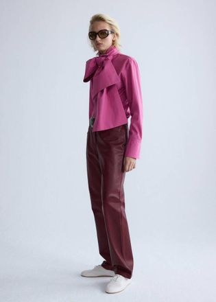 Mango Pantaloni diritti pelle vino - Donna - 38 - MANGO
