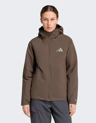 adidas Terrex multi Essentials Climaproof - Giacca isolante con cappuccio color oliva-Verde