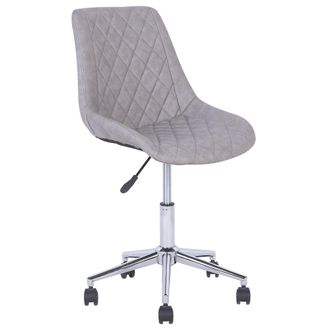 Beliani Silla De Oficina Giratoria Tapizada En Piel Sint&eacute;tica Gris Base Plateada Altura Ajustable Maribel