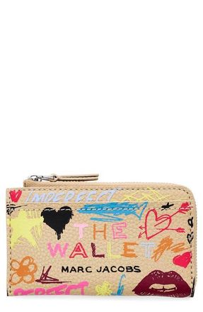Marc Jacobs The Punk Scribble Top Zip Multi Wallet in Beige Multi at Nordstrom