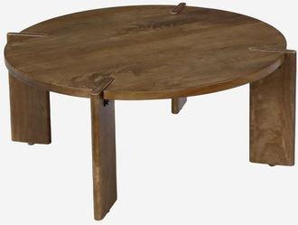 Sweeek Mesa De Centro Ex&oacute;tica Redonda De Madera Maciza