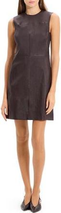 Theory Seamed Sleeveless Leather Minidress in Plum Brown - 2P5 at Nordstrom Rack, Size 00
